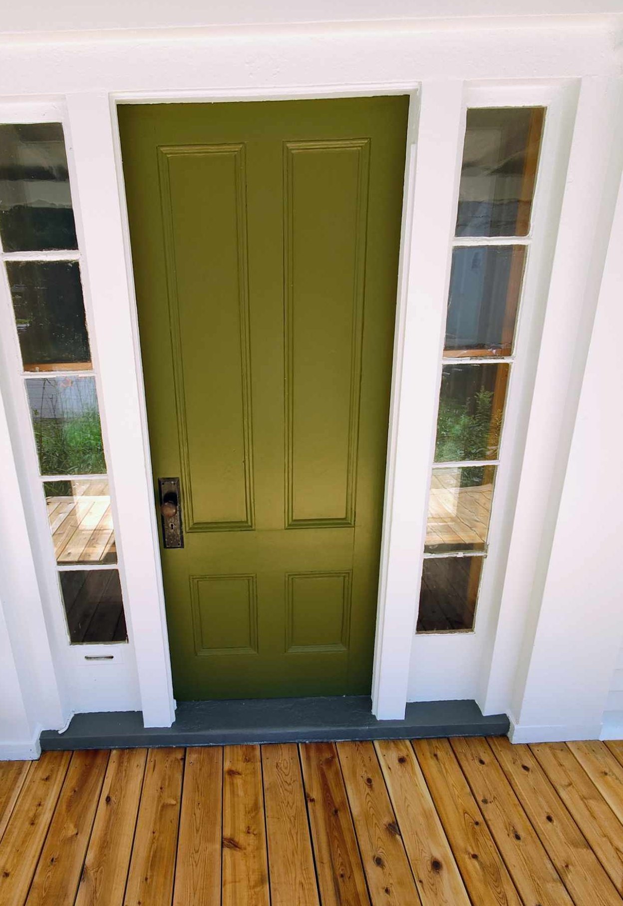 Green exterior door